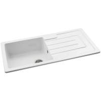 Abode Milford 1 Bowl & Drainer Ceramic Inset Kitchen Sink - White