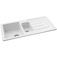 Abode Sandon 1.5 Bowl Left Hand Ceramic Undermount / Inset Kitchen Sink - White