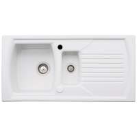 Abode Milford 1.5 Bowl & Drainer Ceramic Inset Kitchen Sink - White