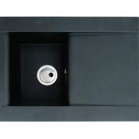 Abode Aspekt 1 Bowl & Drainer Granite Inset Kitchen Sink - Black Metallic