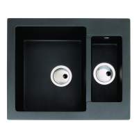 Abode Zero 1.5 Bowl Granite Inset Kitchen Sink - Black Metallic