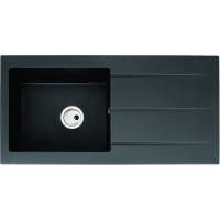 Abode Zero 1 Bowl & Drainer Granite Inset Kitchen Sink - Black Metallic