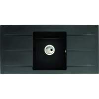 Abode Zero 1 Bowl & Double Drainer Granite Inset Sink - Black Metallic