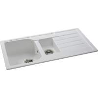 Abode Matrix Square GR15 Large 1 Bowl Granite Inset / Undermount Kitchen Sink - White