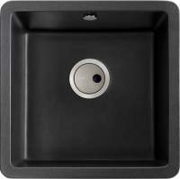 Abode Matrix Square GR15 1 Bowl Granite Inset / Undermount Kitchen Sink - Black Metallic