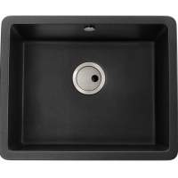 Abode Matrix Square GR15 Large 1 Bowl Granite Inset / Undermount Kitchen Sink - Black Metallic