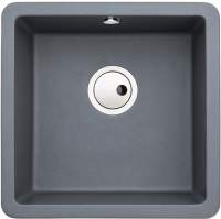 Abode Matrix Square GR15 1 Bowl Granite Inset / Undermount Kitchen Sink - Grey Metallic
