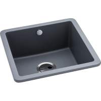 Abode Matrix Square GR15 1 Bowl Granite Inset / Undermount Kitchen Sink - Black Metallic