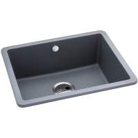 Abode Matrix Square GR15 Large 1 Bowl Granite Inset / Undermount Kitchen Sink - Black Metallic