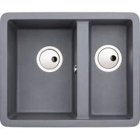 Abode Matrix Square GR15 1.5 Bowl Granite Inset / Undermount Kitchen Sink - Grey Metallic
