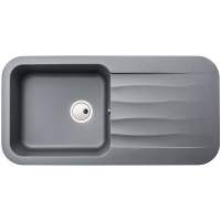 Abode Dune 1 Bowl & Drainer Granite Inset Sink - Grey Metallic