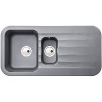 Abode Dune 1.5 Bowl & Drainer Granite Inset Kitchen Sink - Grey Metallic