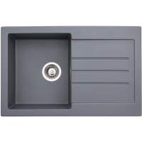 Abode Xcite 1 Bowl & Drainer Granite Inset Kitchen Sink - Grey Metallic