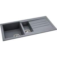 Abode Oriel 1 Bowl & Drainer Granite Inset Kitchen Sink - Black Granite