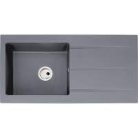 Abode Zero 1 Bowl & Drainer Granite Inset Kitchen Sink - Grey Metallic