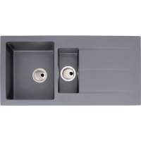 Abode Zero 1.5 Bowl & Drainer Granite Inset Kitchen Sink - Grey Metallic