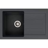 Abode Xcite 1 Bowl & Drainer Granite Inset Kitchen Sink - Black Metallic