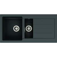 Abode Xcite 1.5 Bowl & Drainer Granite Inset Kitchen Sink - Black Metallic