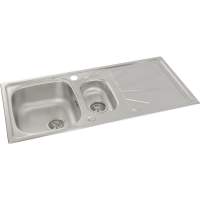 Prima Deep 1.5 Bowl & Drainer Inset Kitchen Sink - Polished Steel