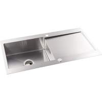 Abode Verve 1.5 Bowl & Drainer Inset Kitchen Sink - Stainless Steel