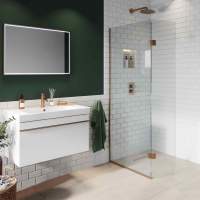 Abacus Walk In Shower Screen 900mm With Brushed Bronze Hinged Return 350mm