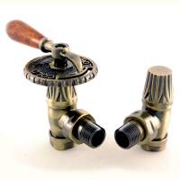 DQ Abbey Manual Angled in Antique Brass Radiator Valves