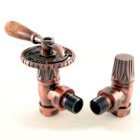 DQ Abbey Manual Angled in Antique Copper Radiator Valves