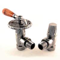 DQ Abbey Manual Angled in Brushed Nickel Radiator Valves