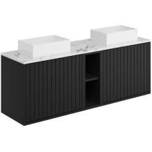 Scudo Alfie 1400mm Matt Black Wall Hung Unit with Carrara Worktop