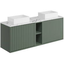 Scudo Alfie 1400mm Reed Green Wall Hung Unit with Carrara Worktop