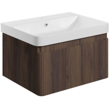 Ancona 605mm Textured Walnut 1 Drawer Wall Hung Vanity Unit