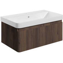 Ancona 805mm Textured Walnut 1 Drawer Wall Hung Vanity Unit
