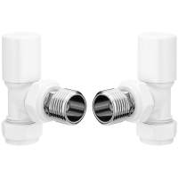 Angled Pattern Radiator Valves - White 