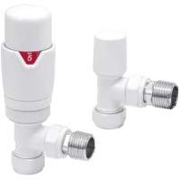 Angled Round Thermostatic Radiator Valves -  White 