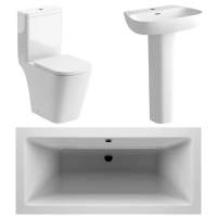 Ankam Bathroom Suite, 600mm Basin, Close Toilet & 1700mm Double Ended Bath