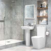 Burlington Rimless Slimline Close Coupled WC & White Ceramic Cistern with Lever P20 C3