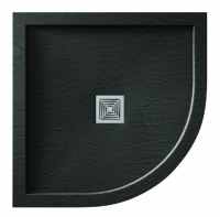 Aqualavo 900 x 900mm Black Slate Effect Quadrant Shower Tray