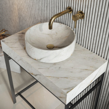 Scudo Sanctuary Arabescato White Marble Round 350 Basin