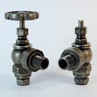 DQ Argo Manual Angled in Pewter Radiator Valves