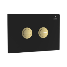 Artize Cilica Pneumatic Black Glass Dual Flush Button In Antique Bronze