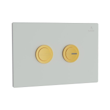 Artize Cilica Pneumatic White Glass Dual Flush Button In Bright Gold PVD