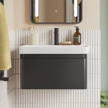 Aylesbury 805mm Matt Black 1 Drawer Wall Hung Vanity Unit