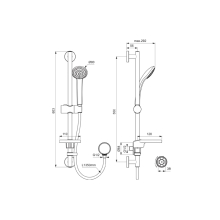 Ideal Standard Idealrain S3 Shower Kit with 80mm 3-Function Handset, 600mm Rail and 1.35m Hose - Chrome