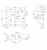 Burlington Contemporary 58cm Basin & Semi Pedestal 