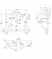 Bayswater Fitzroy 560mm 2 Tap Holes Basin & Full Pedestal