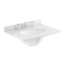 Bayswater 600mm White Marble 3 Tap Hole Under Counter Basin and Worktop