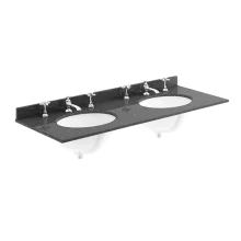 Bayswater 1200mm Black Marble 3 Tap Hole Under Counter Twin Basin and Worktop