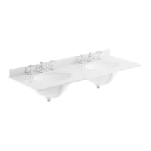 Bayswater 1200mm White Marble 3 Tap Hole Under Counter Twin Basin and Worktop