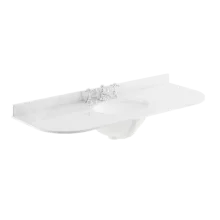 Bayswater 1200mm White Marble 3 Tap Hole Under Counter Basin and Radius Worktop