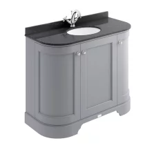 Bayswater Traditional 1000mm 3 Door Plummett Grey Curved Basin Cabinet 